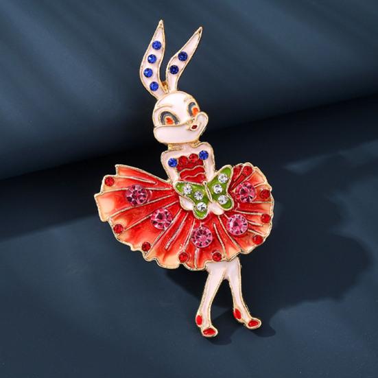 Emaille-Brosche Funkelnde Strasssteine Eingelegt Tanzender Hase Design-Pin Märchen-inspirierter Schmuck Anzüge Pullover Mäntel Accessoires