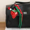 Woven Flower Strawberry Bag Pendant Cherry Fruit Keychain Lovely PU Leather Pendant  Men