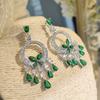 French Vintage Emerald Butterfly Tassel Earrings Earrings Heavy Industry Micro-Set Zircon Dinner Dress Pendant Necklace Women