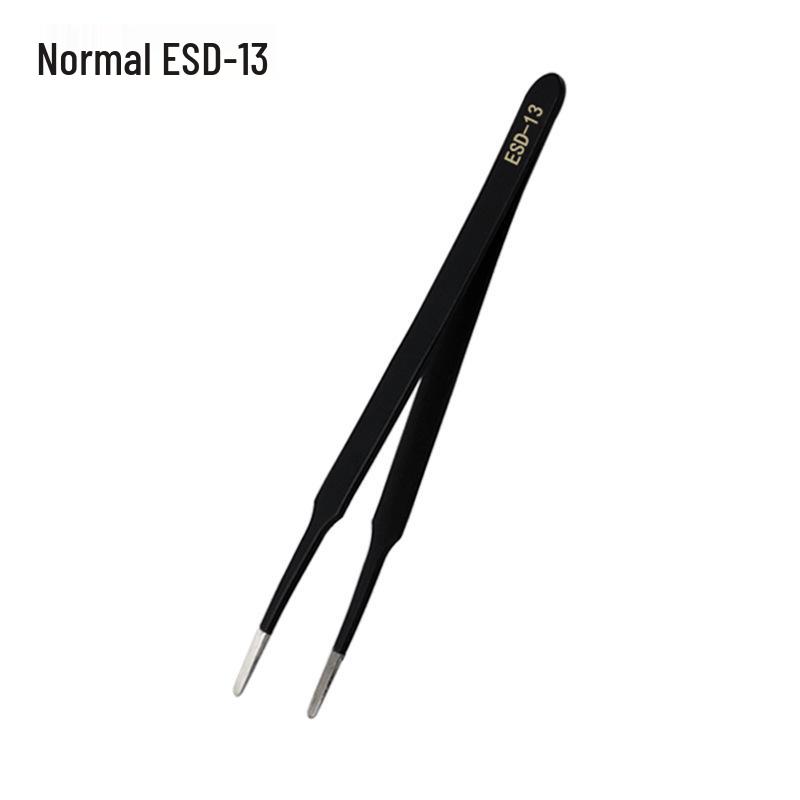 Stainless Steel Black ESD Bent Pointed Tweezers - Anti-static Mobile Phone Repair & Nail Art Tool