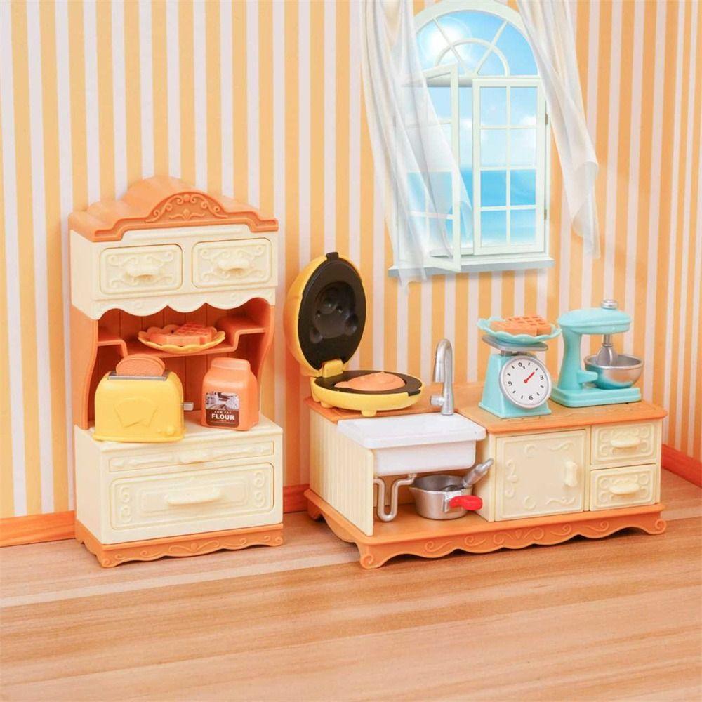 For Children Bathroom Dollhouse Furniture Kitchen Cooking Toy Pretend Play Toy Miniature Furniture