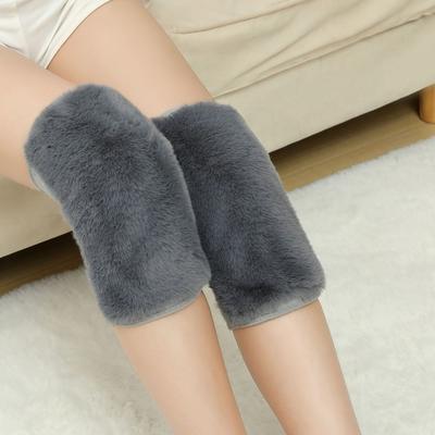Unisex Autumn Winter Rabbit Fur-Like Knee Warmers Cold Protection Anti-Slip for Outdoor Cycling Elderly