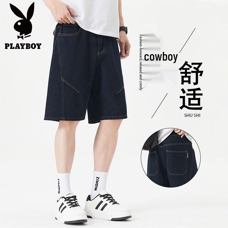 PLAYBOY Men s Washed Straight-Leg Denim Shorts 34