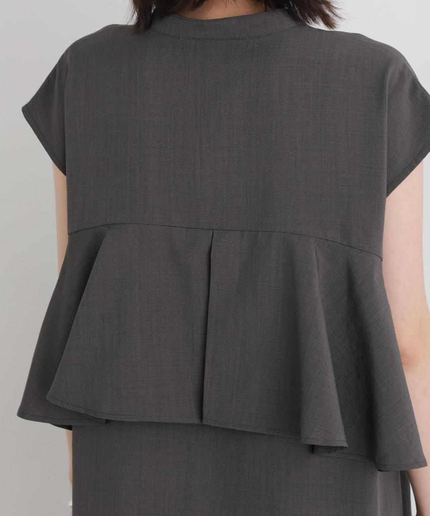 Linen Touch Back Flare Skipper Dress Charcoal F [Nano Universe] 673-6219304 Women's