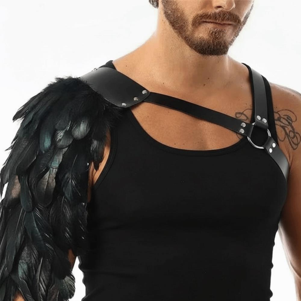 Feather Cloak Gothic Shoulder Armor Double Shoulder Medieval Guards Pirate Cosplay