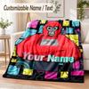 Coperta in Flanella Personalizzata con Nome Cartone Animato Gorilla Tag Morbida e Calda per Divano, Letto, Uso Interno Domestico