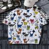 Men's Colorful Cat Pattern T-shirt Casual Polyester Fiber Round Neck Short Sleeved Suitable for Comfortable Outdoor and Daily Life In Summer