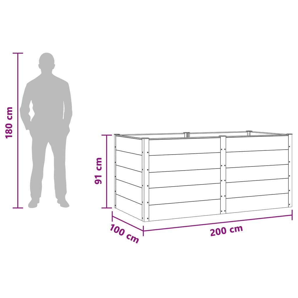 Raised Garden Bed Black 200 X 100 X 91 Cm