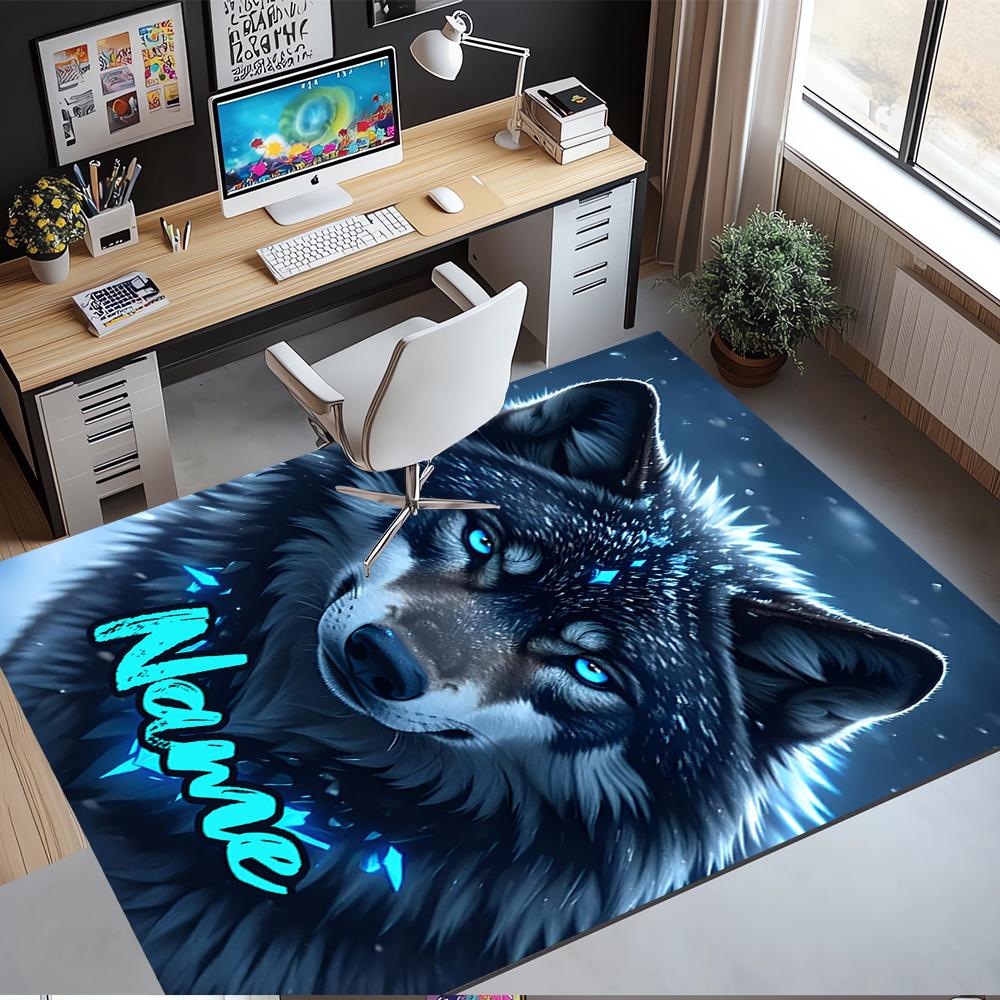 Custom Name Wolf Printed Carpet,Rug for Office Chair Living Room Bedroom Kitchen Room Decor Gifts.