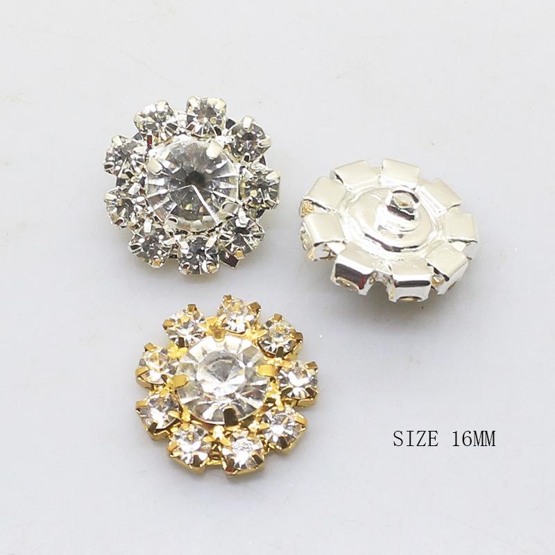 10Pcs Exquisite Small Metal Rhinestone Sewing Accessories Buttons Diy Wedding Dress Headwear Gift Box Decorative Accessorie 16MM