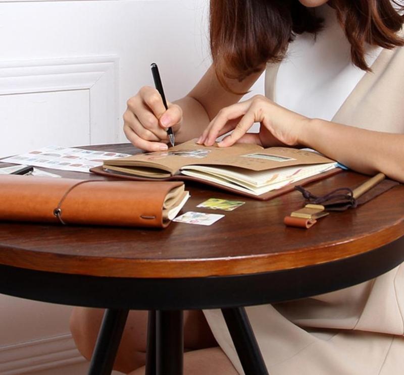 Compact PU Leather Traveler Notebook with Multiple Inserts A6 Size Portable Diary Suitable for Students Professionals