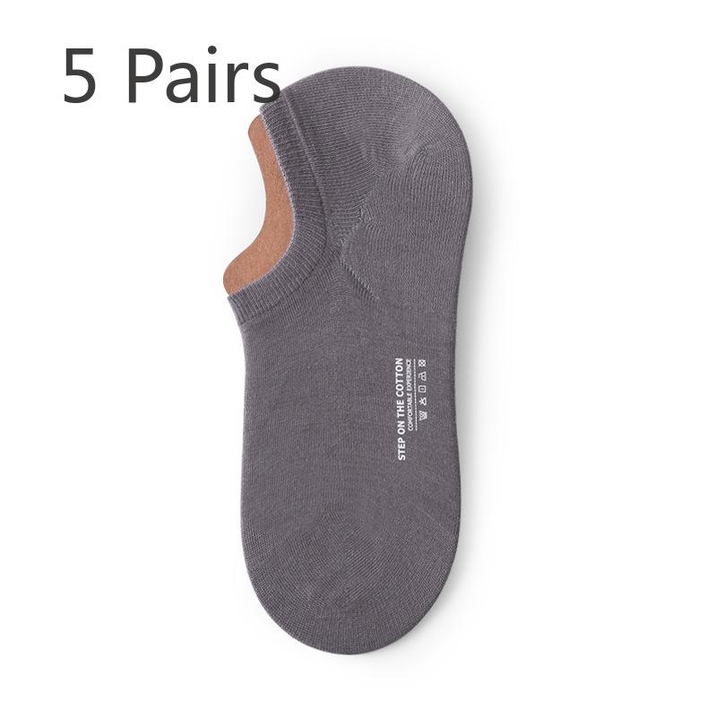 

5 пар мужских летних носков-лодочек из чистого хлопка чистого цвета с дезодорирующим эффектом и впитыванием пота 5 Pairs темно серый
