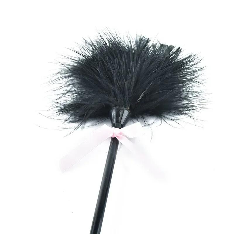 Leather  Spanking Kit - 1PC with Feather Tickler, Flogger, Riding Crop & Paddle, Erotic Bondage Play Toys