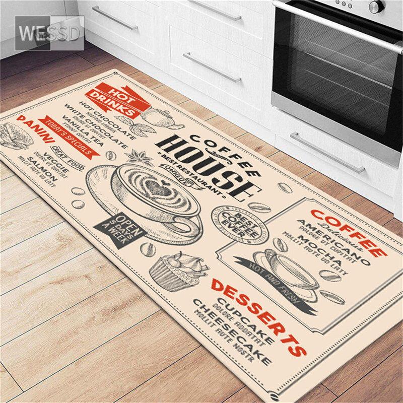 

Кухонні килимові доріжки з кавовим принтом Нековзкі забавні килимки Fpr Вхід у приміщення Домашній килимок для спальні Кухонні килимки 40x120cm