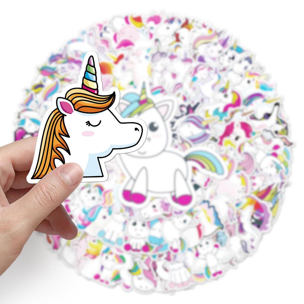 Unicorn Cartoon Rainbow Horse DIY Skateboard & Luggage Stickers for Kids