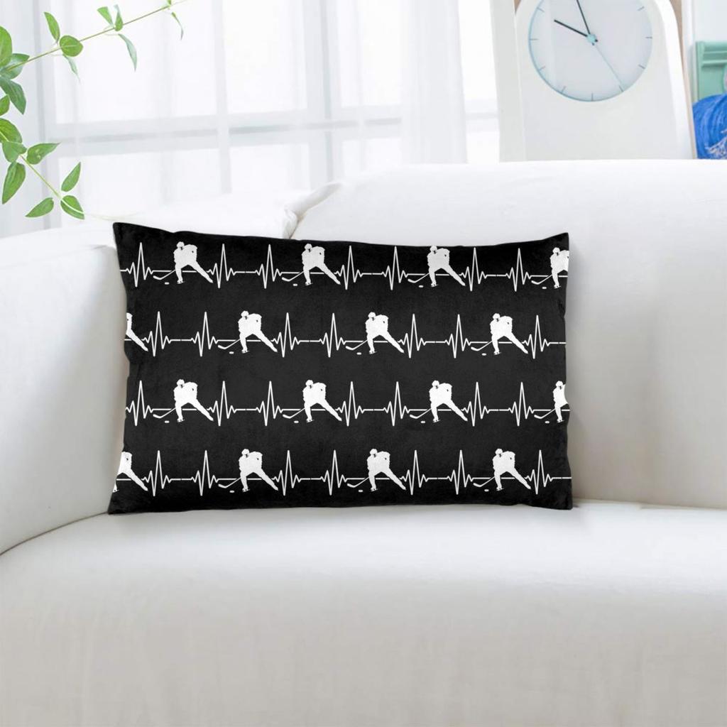 Ice Hockey Heartbeat, Hockey Heartbeat Rectangle Pillowcase Cushion Cover Decor Bedroom Bed Home Comfort Throw Pillow