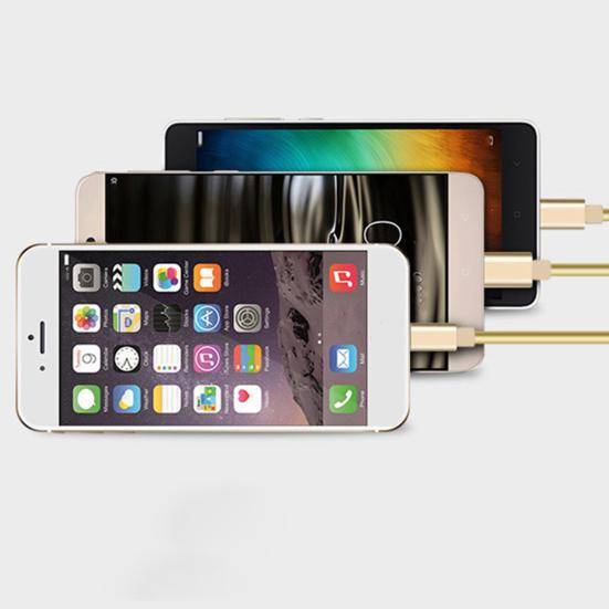 3 in 1 8 Pin 2.4A Type-c Micro-USB Fast Stable Charging Cable Cord