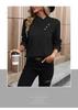 2026 Autumn Casual V-Neck Long Sleeve Jacquard Solid Color Women's Hoodie