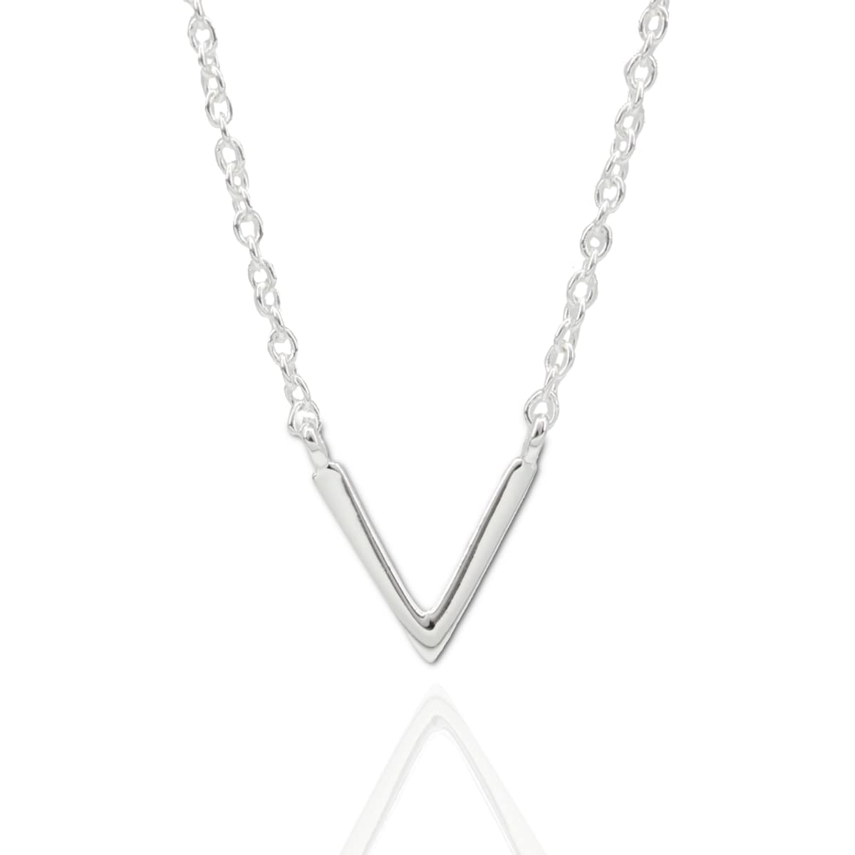 

[EPIC BOLEN] [Epic Bolen] Silver sv925 V-shaped necklace for men and women. Silver 925 with 18K gold coating. Popular pendant (Silver)