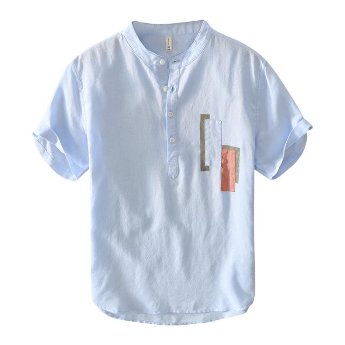 

Летняя футболка в китайском стиле для мужчин, повседневная хлопково-льняная футболка с коротким рукавом 3XL