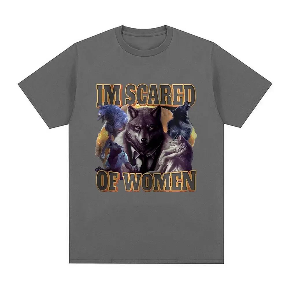 Ich habe Angst vor Frauen Lustige Wolf Meme T-Shirts Männer Frauen Mode Vintage T-Shirt Lässig Gemütlich Kurzarm T-Shirts