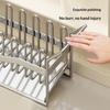 Kitchen Sink Caddy Stainless Steel Sponge And Brush Holder with Adjustable Divider Auto Drain Tray Countertop Organizer for Utensils Dish Soap Bottle