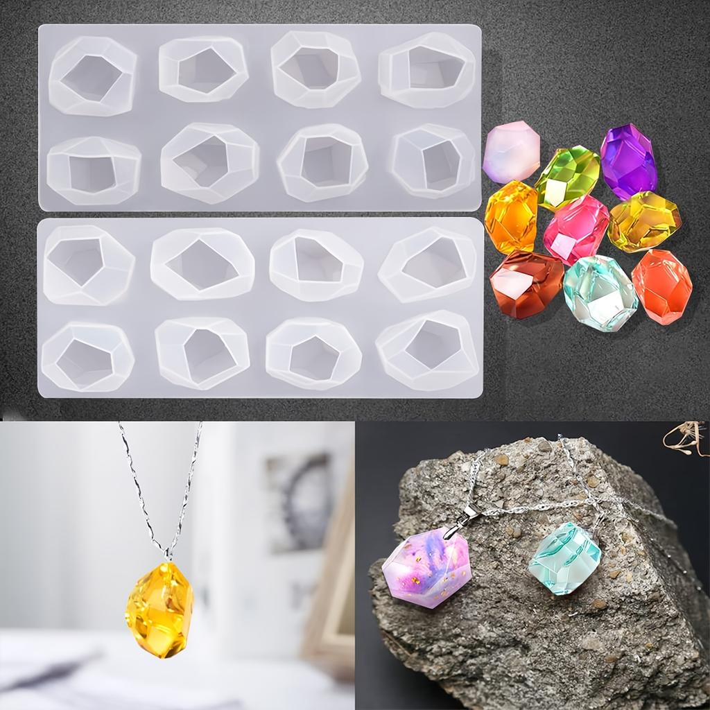 2Pcs Random Style Geometric Resin Molds Silicone Mold Gem Stone Casting Jewelry Mould Reusable Irregular Epoxy Moulds DIY