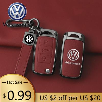 Voor VOLKSWAGEN VW Metaal Leer Auto Sleutelhoes Cover Houder Shell Fob Voor VW Volkswagen Polo Tiguan Passat Golf Jetta Lavida Sleutelhang