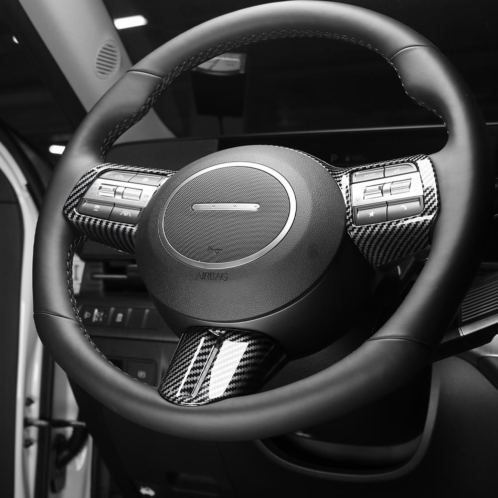 Carbon Fiber Car Steering Wheel Handle Frame Cover Trim Accessories For Hyundai KONA SX2 2026-2026 Car Tuning Supplies
