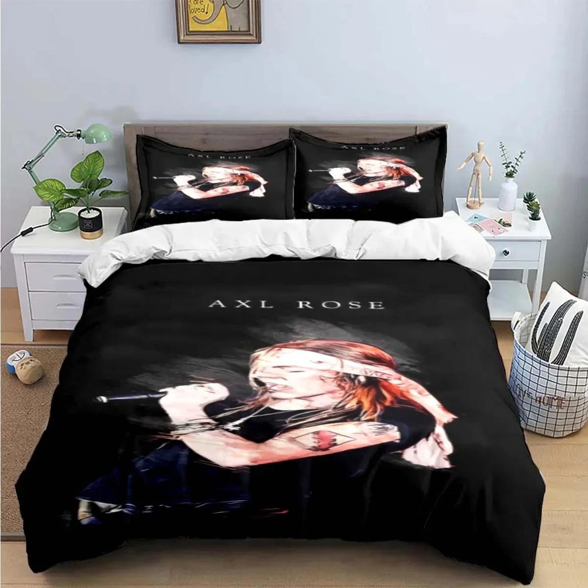 

3D Print Guns N Roses GNR Band Retro Bedding Set Boys Girls Twin Queen King Size Duvet Cover Pillowcase Bed boys Adult EU Single 135x200cm