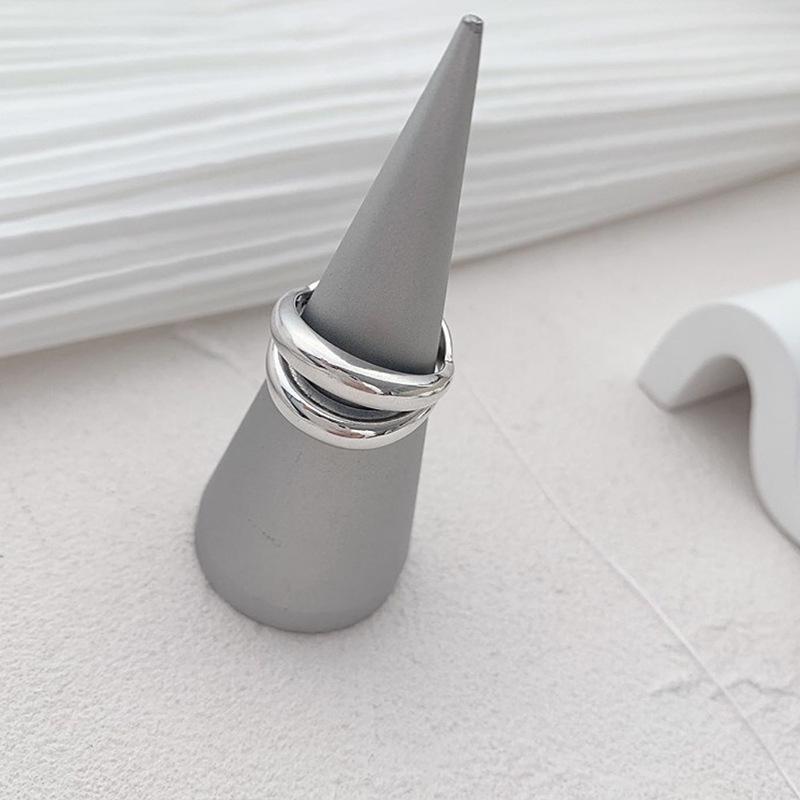 Korean 925 Silver Personalized Geometric Open Ring for Women - Trendy European & American Retro Index Finger Band