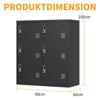 6-Door Metal Cabinets for Office, Gym, School & Home - Secure Storage Cabinet with Card Slot (Black). H 100 cm × B 90 cm × T 40 cm
