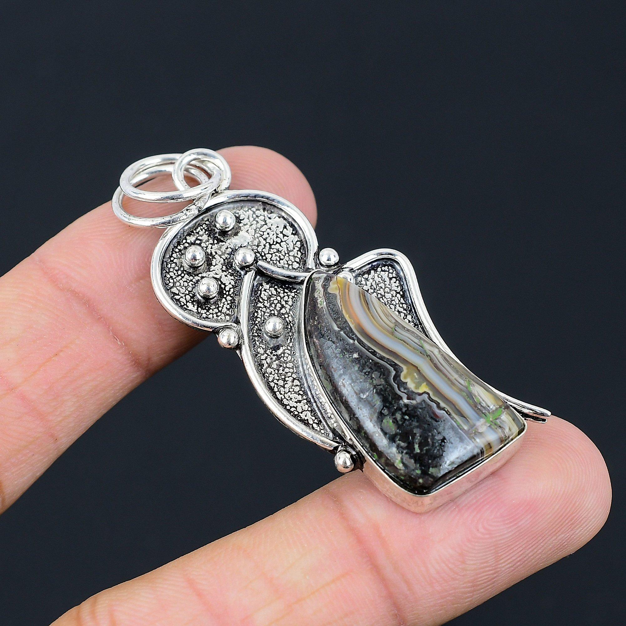 Daughters Day Deal Crazy Lace Agate Gemstone Elegant Pendant Jewelry 925 Silver
