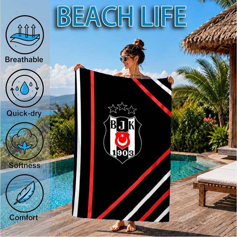 Besiktas Crest Legacy 1903 Beach Towel, Quick-drying, Easy to Care for, Suitable for Both Fitness and Beach Vacations,Sports Essential