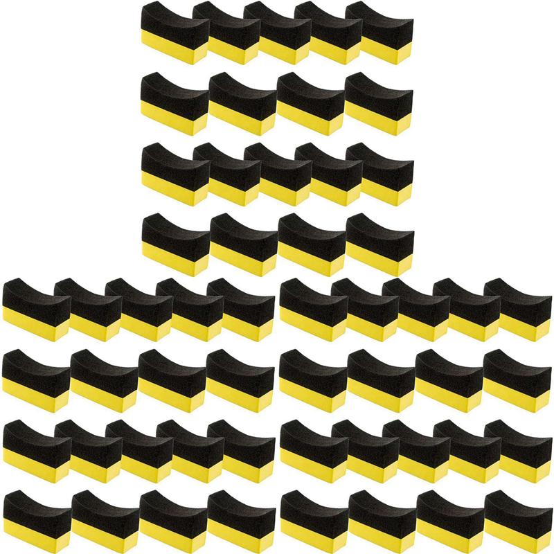 

54Pack Tire Dressing Applicator Pads Tire Shine Applicator Dressing Pad Polishing Sponge For Car Glass Painted Steel yellow black
