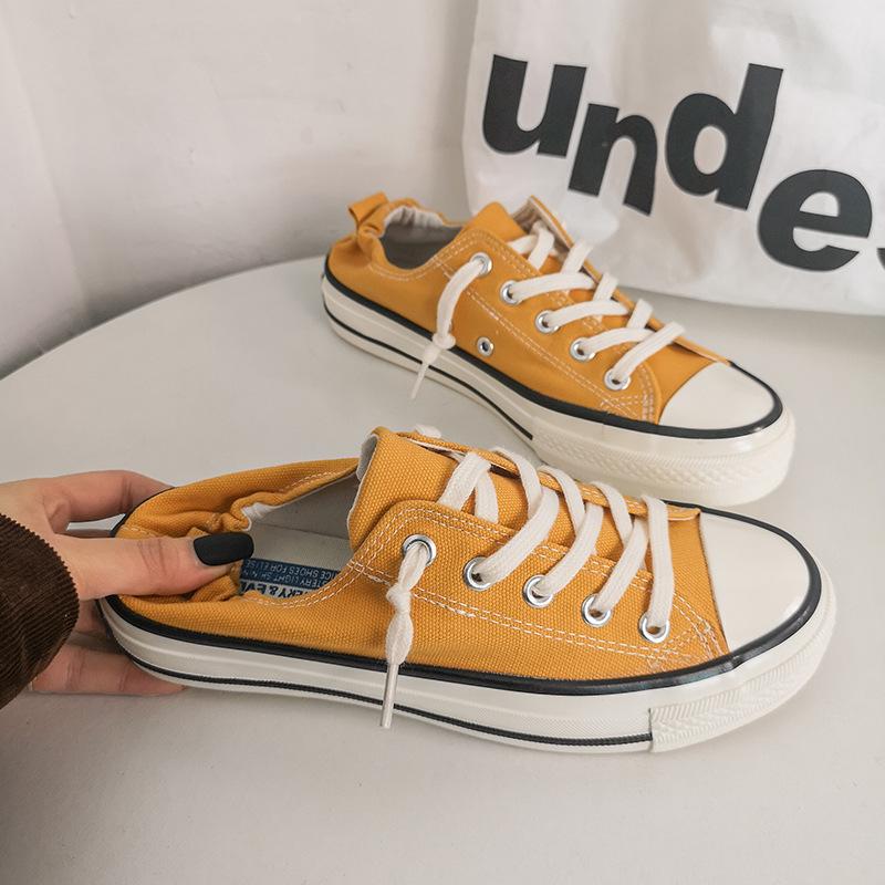 New student one-pedal lazy shoes board shoes retro canvas shoes 116