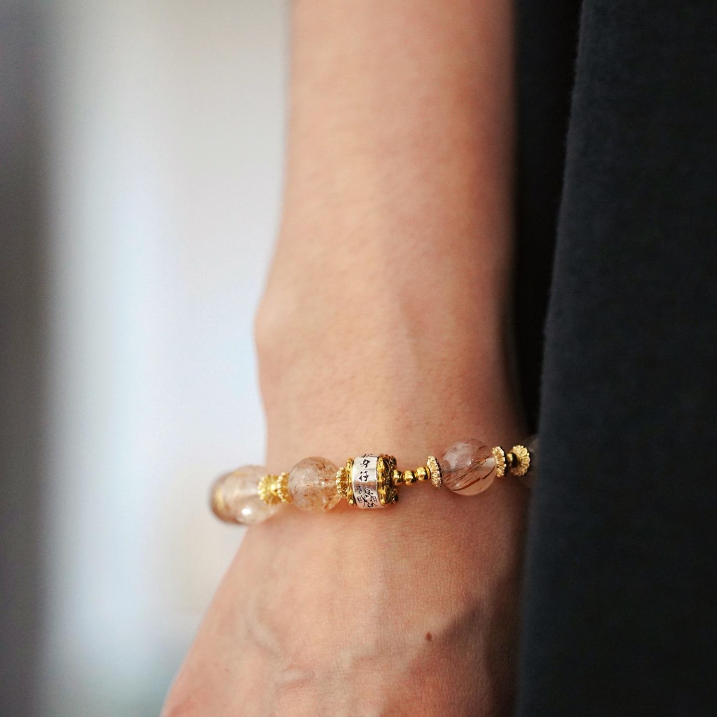 10Mm High Quality Natural Black Gold Super Seven Bracelet Bracelet.