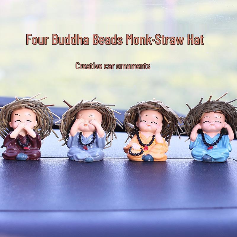 Creative Four Monks Car Ornaments: Auspicious Fruit Incense Holder for Car Interior Decorations