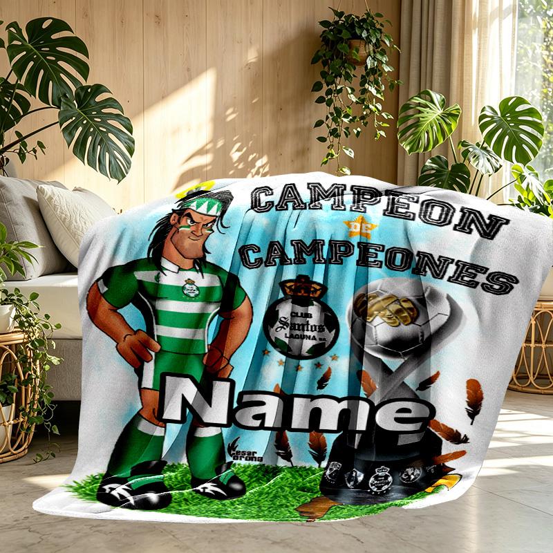 Custom Name Personalized Club Santos Laguna Print Blanket, Home Decor, Bedroom, Sofa, Camping, Couch, Gifts for Birthday ChristmasEnthusiasts