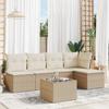 Vidaxl 6-Cz. Garden Furniture Set With Cushions, Beige, Poly Rattan