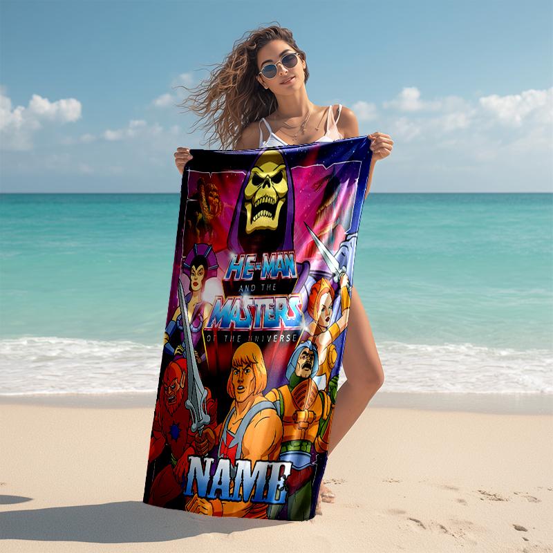 Personalized customized proof beach towel with He-Man and the Masters of the Universe pattern - soft, absorbent,quick-drying,perfect swimming,camping&
