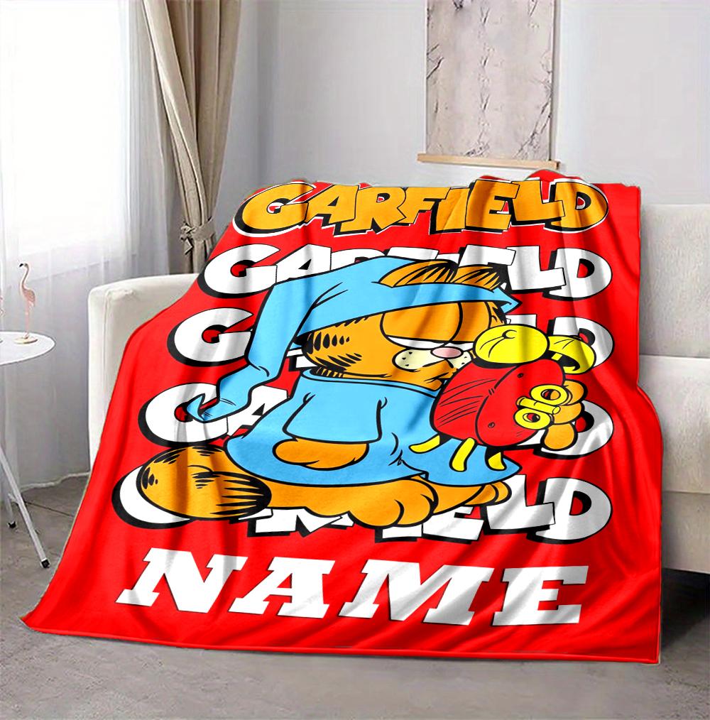 Custom Name Garfield Dreams Flannel Blanket Throw Blanket Soft Warm Sofa Bed Decor Unique Gift
