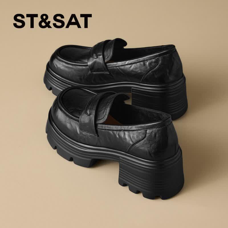 Women s British Style Platform Loafers 36