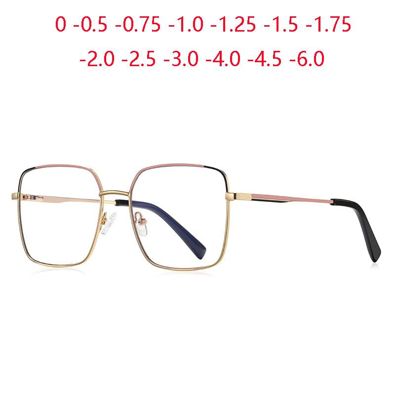 Big Frame Square Shortsighted Optical Glasses With Prescription Spring Hinge Nearsighted Glasses For Women 0 -0.5 -0.75 To -6.0
