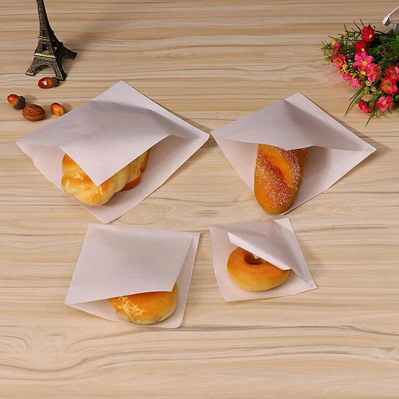 100Pcs Disposable Kraft Paper Sandwich Donut Bread Bags Hamburger Food Packing Restaurant Supply Pouches