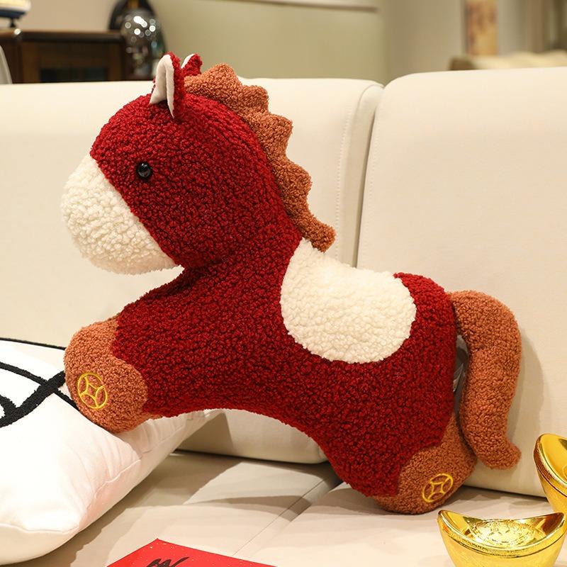 Year of The Horse Plush Pillow Cute Animal Shape Sofa Cushion Car Backrest Decor New Year Gift Home Ornament