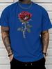 Unisex White Crew Neck Tee Dollar Rose Print Loose Oversized Short Sleeve Unisexs Streetwear Summer Casual Daily Basic Wear Top