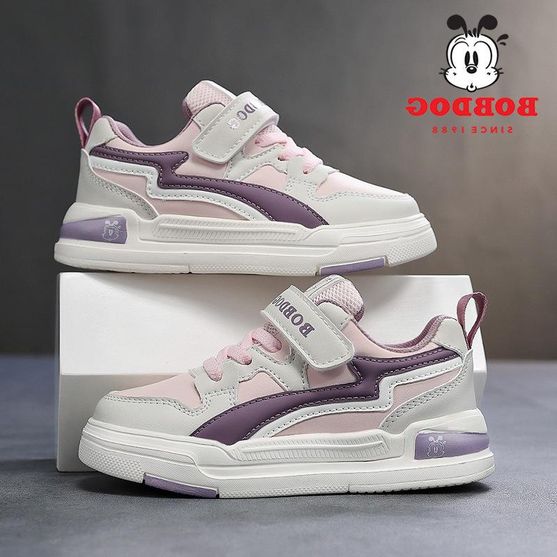 Babu Dou Kids' Waterproof Leather Sports Shoes - Shock Absorbing, Breathable, Non-Slip Velcro Sneakers for Middle & Big Kids