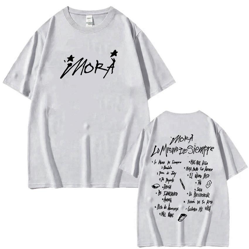 Singer Mora Lo Mismo De Siempre Album Letter Graphic T Shirt Men Women Fashion Harajuku T-Shirt Summer O-Neck Casual Cotton Tees