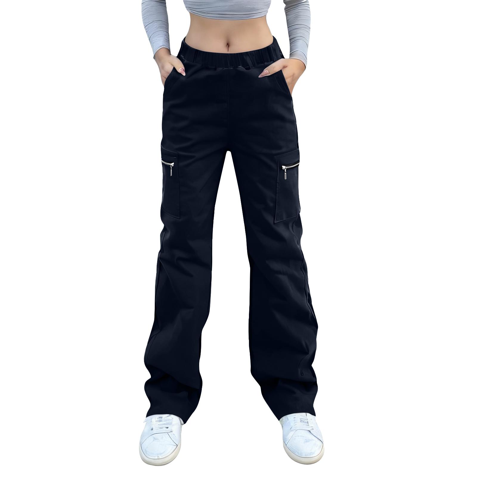 Women s  Elastic Waist Button Cropped Trousers  Summer Elegent Business Work  Pants Wiht Pockets M чёрный